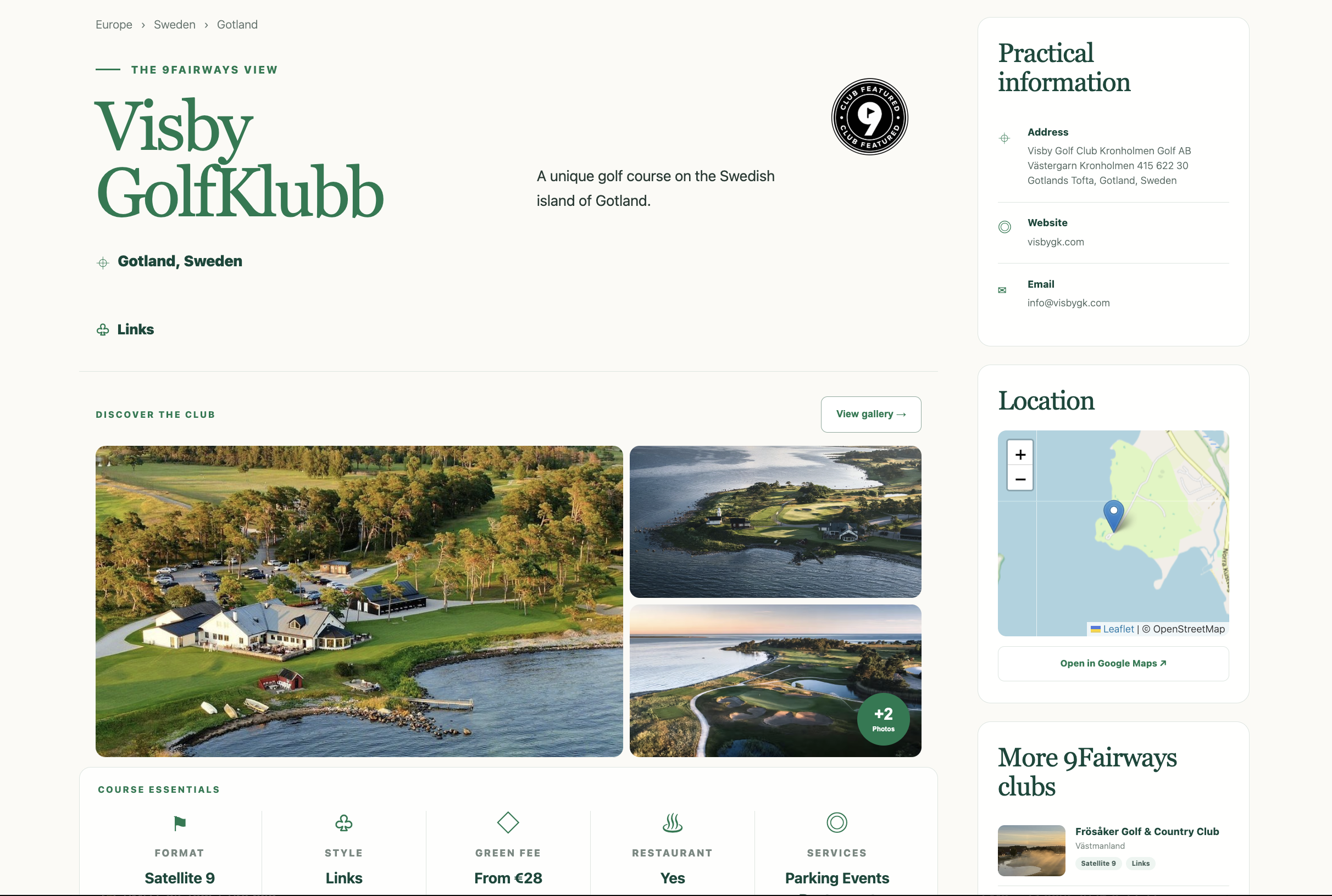 Visby Golfklubb Featured profile on 9Fairways